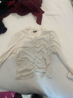 Princess Polly Cream Ruched Long-Sleeve Top